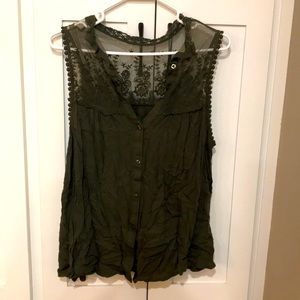 Green tank top blouse